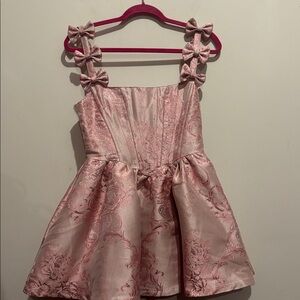 Sugar Thrillz GRAND ILLUSIONS BROCADE DRESS Pink size Small